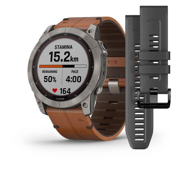 Garmin Türkiye Garmin fenix 7X Sapphire Solar Titanyum Deri Kayış