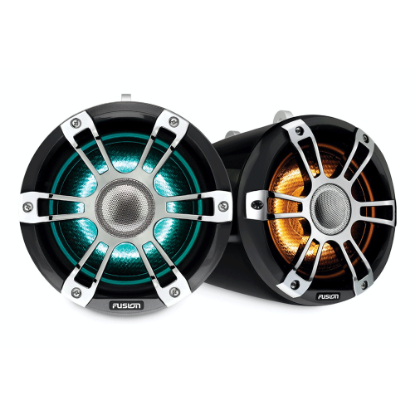 Fusion Signature Series 3 Marine Wake Tower Hoparlör - 8.8" 330 Watt Sports Chrome Marine Wake Tower Hoparlör (Çift) CRGBW resmi