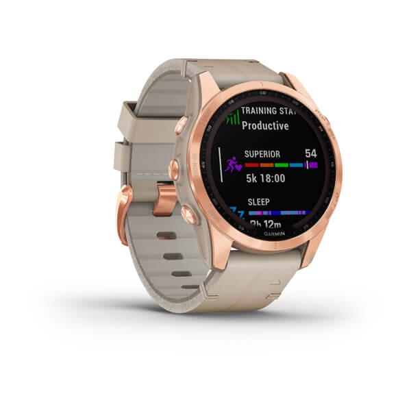 fenix 7S Sapphire Solar - Rose Gold Titanyum Deri Kayış resmi