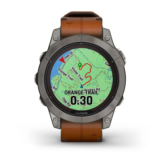 fenix 7 Pro Sapphire Solar Edition - Titanyum Kahverengi Deri Kayışlı resmi