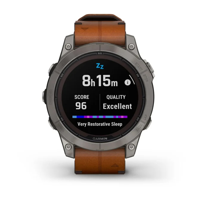 fenix 7 Pro Sapphire Solar Edition - Titanyum Kahverengi Deri Kayışlı resmi