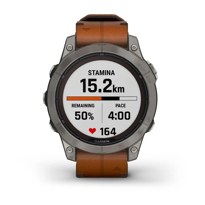 fenix 7 Pro Sapphire Solar Edition - Titanyum Kahverengi Deri Kayışlı resmi