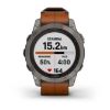 fenix 7 Pro Sapphire Solar Edition - Titanyum Kahverengi Deri Kayışlı resmi