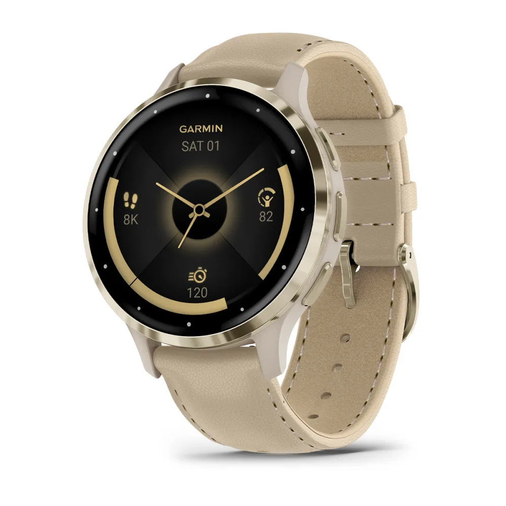Garmin T rkiye Venu 3S Soft Gold French Gri Deri Kay l 