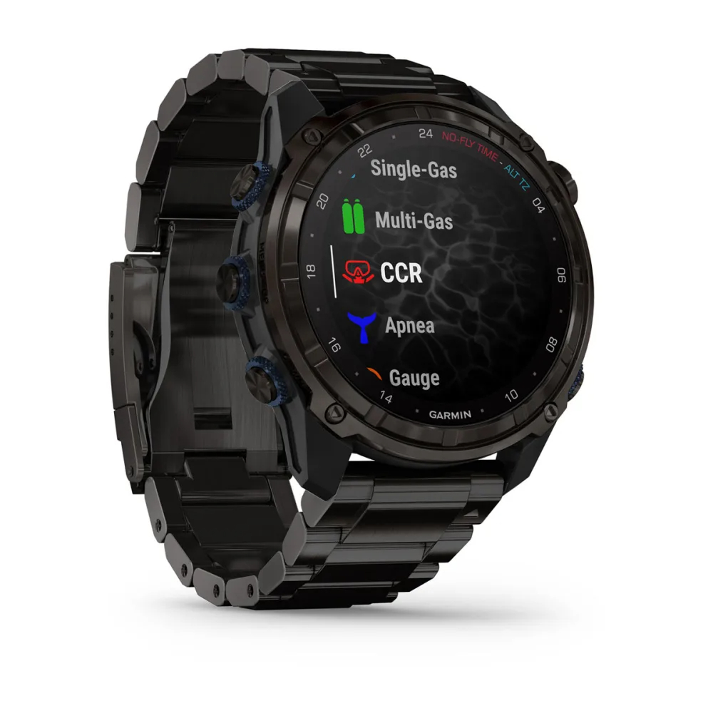 Descent Mk3i – 51 mm - Karbon Gri DLC Titanyum, DLC Titanyum Kayışlı ve Descent T2 Transceiver resmi