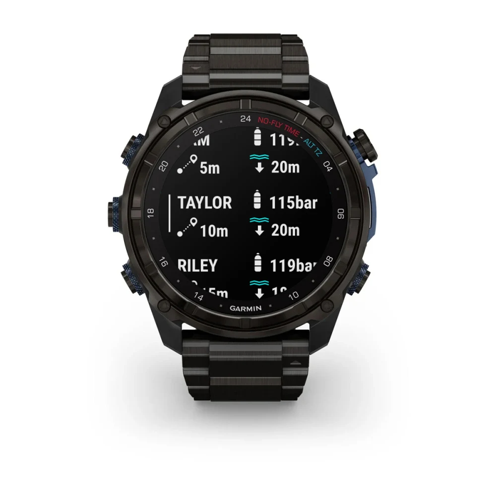Descent Mk3i – 51 mm - Karbon Gri DLC Titanyum, DLC Titanyum Kayışlı ve Descent T2 Transceiver resmi