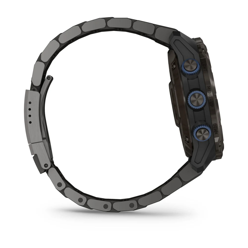 Descent Mk3i – 51 mm - Karbon Gri DLC Titanyum, DLC Titanyum Kayışlı ve Descent T2 Transceiver resmi
