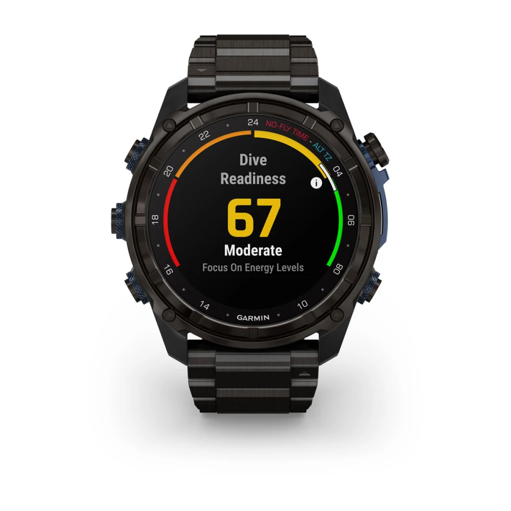 Descent Mk3i – 51 mm - Karbon Gri DLC Titanyum, DLC Titanyum Kayışlı ve Descent T2 Transceiver resmi