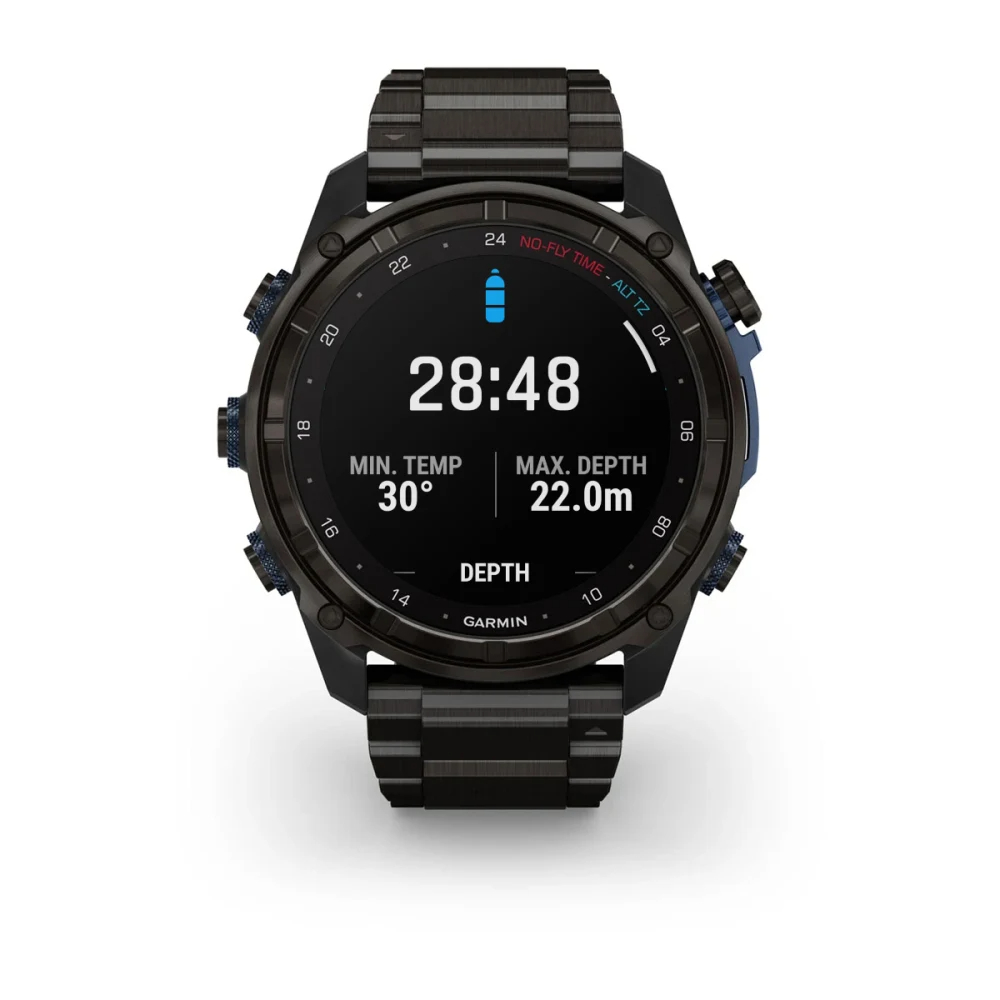 Descent Mk3i – 51 mm - Karbon Gri DLC Titanyum, DLC Titanyum Kayışlı ve Descent T2 Transceiver resmi