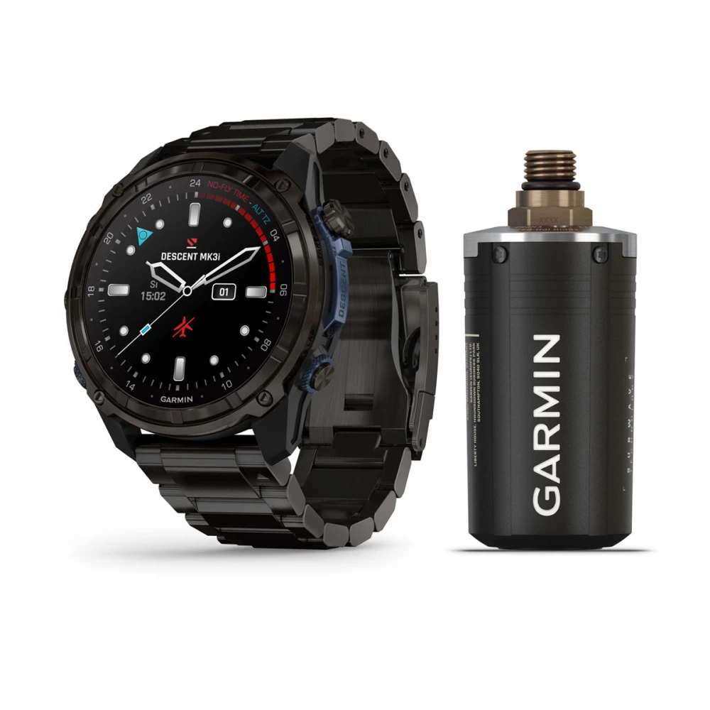 Descent Mk3i – 51 mm - Karbon Gri DLC Titanyum, DLC Titanyum Kayışlı ve Descent T2 Transceiver resmi