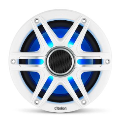 Clarion CMSP Marine Hoparlörleri - 6.5" LED'li ve Beyaz ve Gri Spor Izgaralı (CMSP 651 RGB SWG) resmi