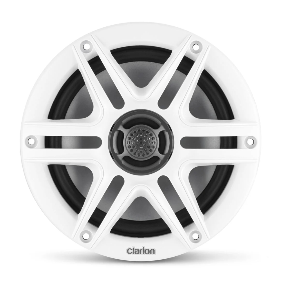 Clarion Marine Hoparlörleri - 6,5" Beyaz ve Siyah Spor Izgaralı (CMS 651 SWB) resmi