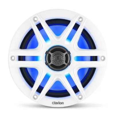 Clarion Marine Hoparlörleri - 6,5" LED Beyaz ve Siyah Spor Izgaralı (CMS 651 RGB SWB) resmi