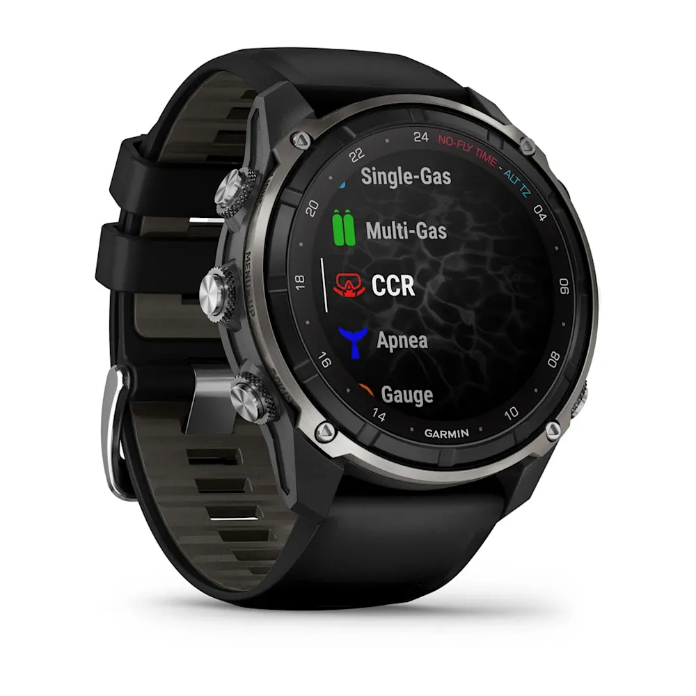 Descent Mk3i – 51 mm - Gümüş ve Siyah PVD Kaplamalı Titanyum, Siyah/Çakıl Grisi Silikon Kayışlı resmi