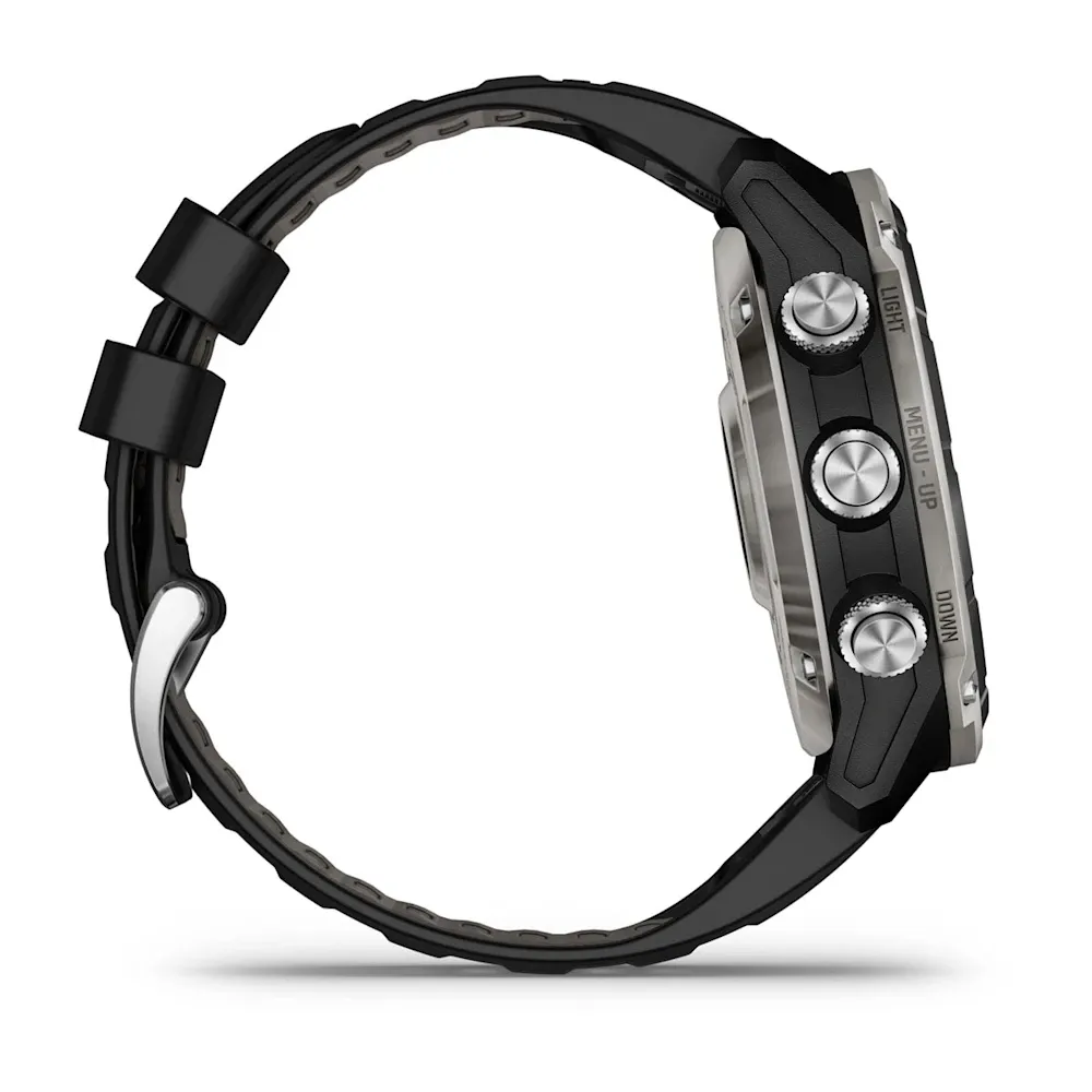 Descent Mk3i – 51 mm - Gümüş ve Siyah PVD Kaplamalı Titanyum, Siyah/Çakıl Grisi Silikon Kayışlı resmi