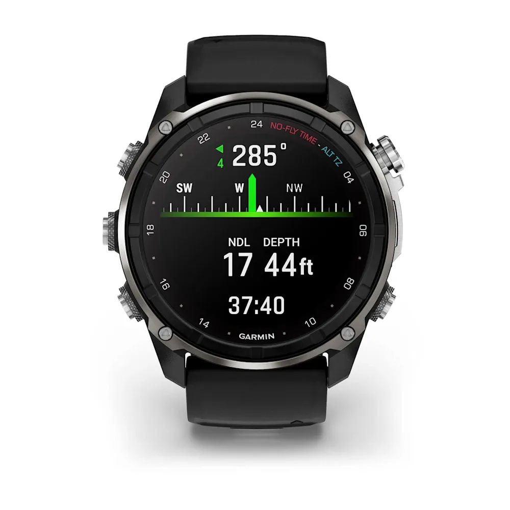 Descent Mk3i – 51 mm - Gümüş ve Siyah PVD Kaplamalı Titanyum, Siyah/Çakıl Grisi Silikon Kayışlı resmi