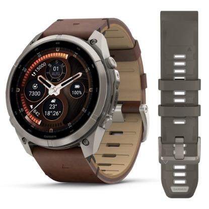 fenix 9 Pro inReach – 51 mm - Titanyum, Kahverengi Deri Kayışlı resmi
