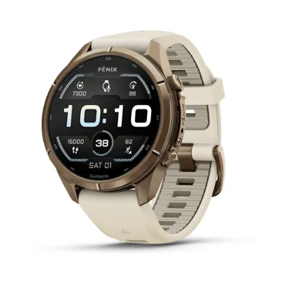 fenix 9 Pro – 43 mm - Gold Titanyum, Krem/Gri Silikon Kayışlı resmi